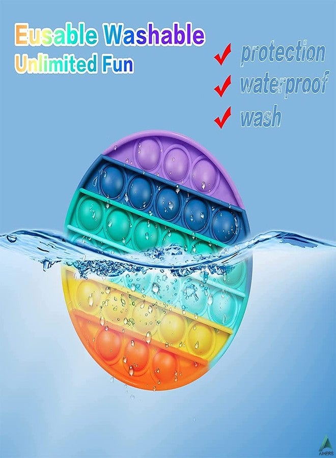 AIMERS Pop Fidget Toys Pack Sensory Toy Push Popping Bubble Fidget Toys for Adults Kids, Stress Toys Autism Toys Special Needs ADHD Anxiety Toys (2 Pack) (2 Pack Rainbow Round) - Image 2